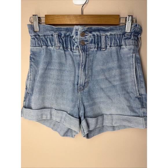 Hollister Pants - HOLLISTER Womens Light Denim Wash Paper Bag Ultra High Rise Mom Shorts Size 1
